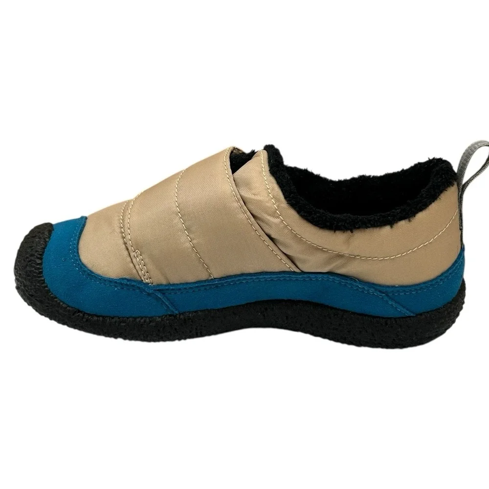 KEEN Howser Little Boys Faux Fur Lined‎ Slippers Size 12 Blue-Beige Warm Shoes